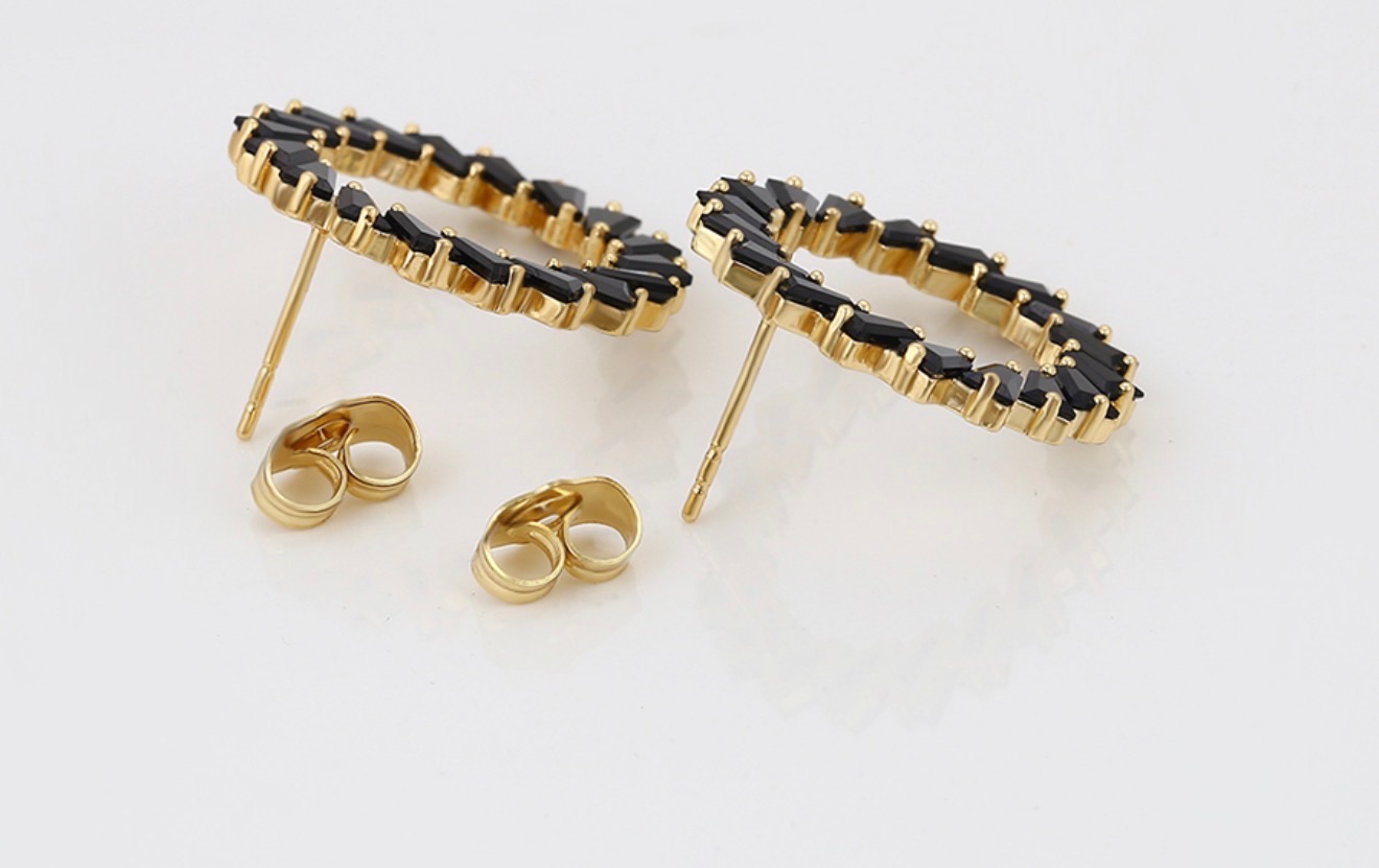 Onyx Baguette Studs